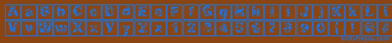 フォントSwisscheeseframes – 茶色の背景に青い文字