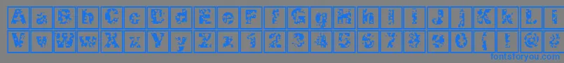 フォントSwisscheeseframes – 灰色の背景に青い文字