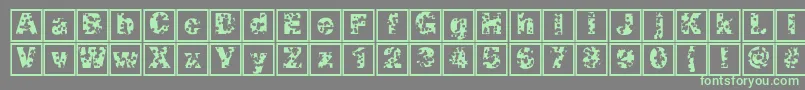 Swisscheeseframes Font – Green Fonts on Gray Background