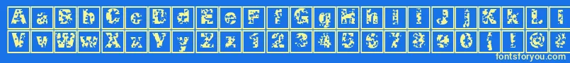 フォントSwisscheeseframes – 黄色の文字、青い背景