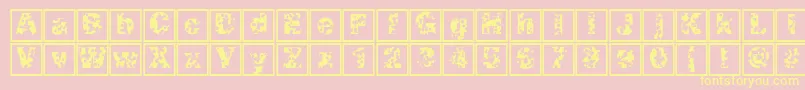 Swisscheeseframes Font – Yellow Fonts on Pink Background