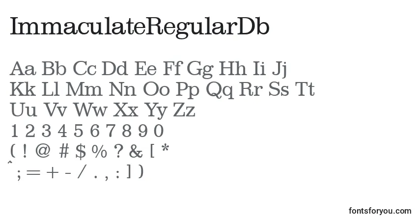 Schriftart ImmaculateRegularDb – Alphabet, Zahlen, spezielle Symbole