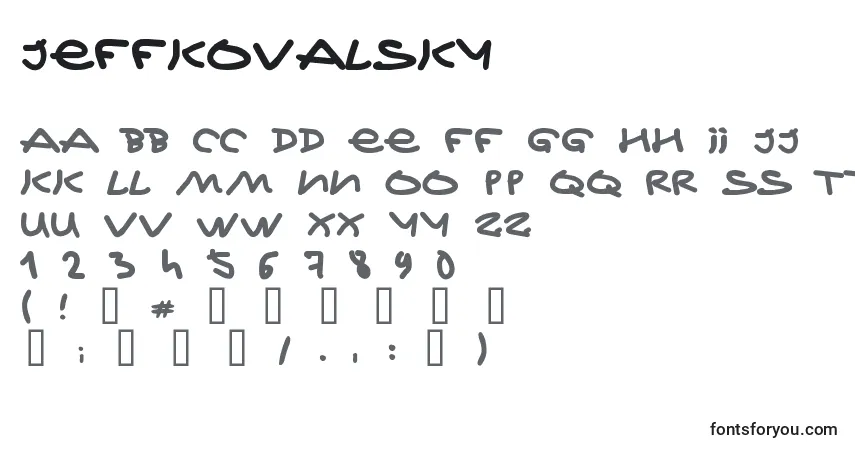Czcionka JeffKovalsky – alfabet, cyfry, specjalne znaki