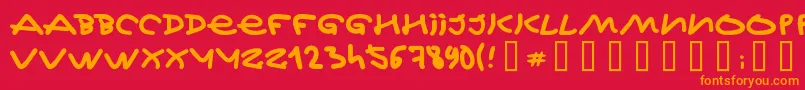 フォントJeffKovalsky – 赤い背景にオレンジの文字