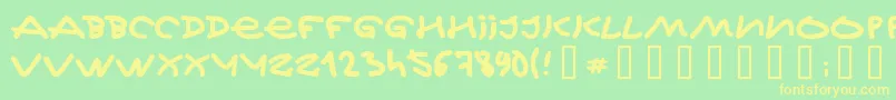 フォントJeffKovalsky – 黄色の文字が緑の背景にあります