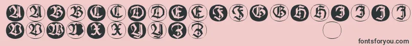 Шрифт Frakturinitialenangularround – чёрные шрифты на розовом фоне