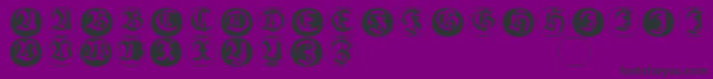 Шрифт Frakturinitialenangularround – чёрные шрифты на фиолетовом фоне