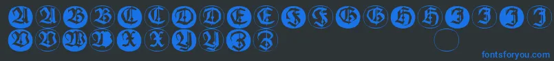 フォントFrakturinitialenangularround – 黒い背景に青い文字