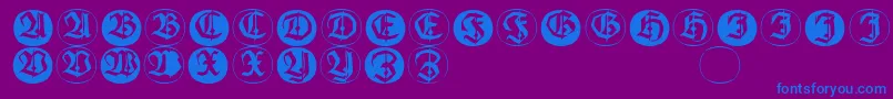 Frakturinitialenangularround-Schriftart – Blaue Schriften auf violettem Hintergrund