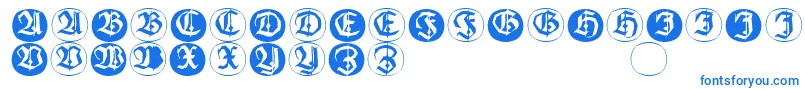 Frakturinitialenangularround-fontti – siniset fontit valkoisella taustalla