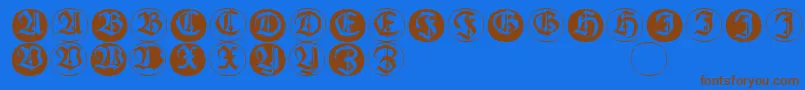 Frakturinitialenangularround Font – Brown Fonts on Blue Background