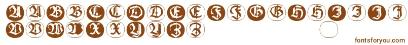 Frakturinitialenangularround-fontti – ruskeat fontit valkoisella taustalla