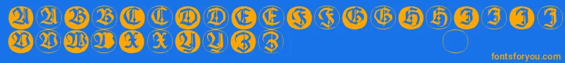 Frakturinitialenangularround Font – Orange Fonts on Blue Background