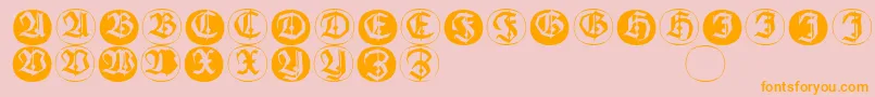 Frakturinitialenangularround Font – Orange Fonts on Pink Background