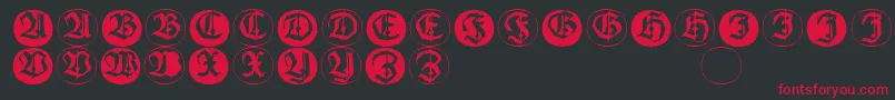 Frakturinitialenangularround Font – Red Fonts on Black Background