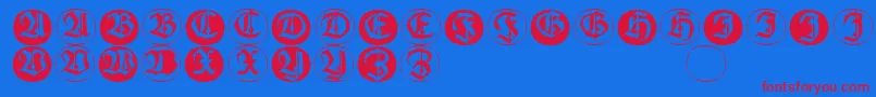 Шрифт Frakturinitialenangularround – красные шрифты на синем фоне