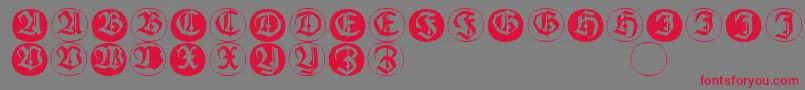 Шрифт Frakturinitialenangularround – красные шрифты на сером фоне