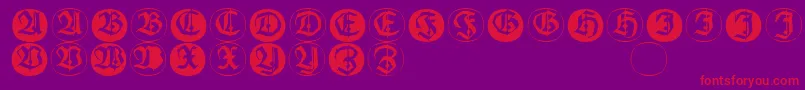 Frakturinitialenangularround-Schriftart – Rote Schriften auf violettem Hintergrund