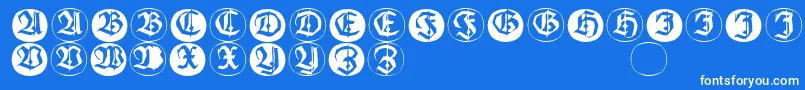 Frakturinitialenangularround Font – White Fonts on Blue Background
