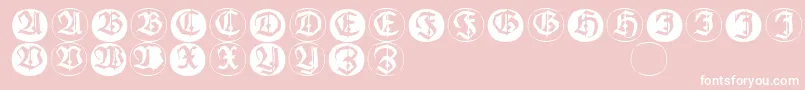 Frakturinitialenangularround-fontti – valkoiset fontit vaaleanpunaisella taustalla