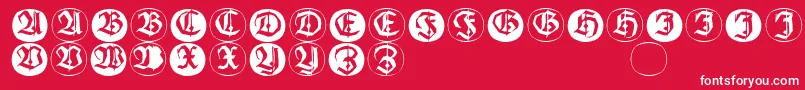 Frakturinitialenangularround-fontti – valkoiset fontit punaisella taustalla