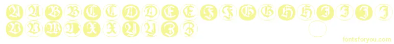 Frakturinitialenangularround-Schriftart – Gelbe Schriften auf weißem Hintergrund