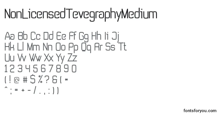 A fonte NonLicensedTevegraphyMedium – alfabeto, números, caracteres especiais