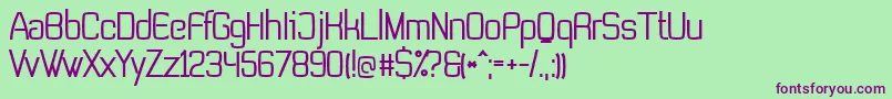 フォントNonLicensedTevegraphyMedium – 緑の背景に紫のフォント