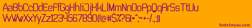 Fonte NonLicensedTevegraphyMedium – fontes roxas em um fundo laranja