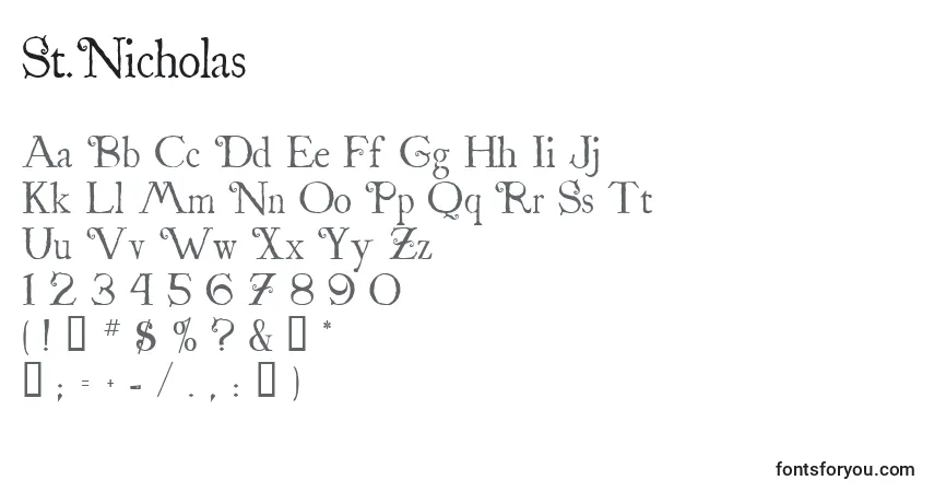 Schriftart St.Nicholas – Alphabet, Zahlen, spezielle Symbole
