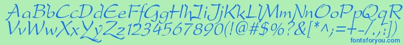 DreameroneItalic Font – Blue Fonts on Green Background