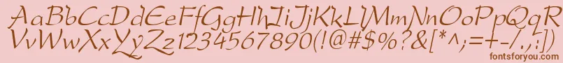 フォントDreameroneItalic – ピンクの背景に茶色のフォント