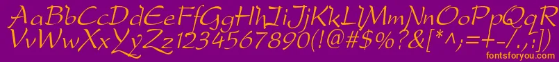 Fonte DreameroneItalic – fontes laranjas em um fundo violeta