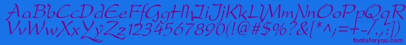 Fonte DreameroneItalic – fontes roxas em um fundo azul