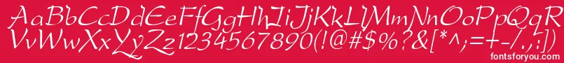 Fonte DreameroneItalic – fontes brancas em um fundo vermelho