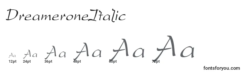 Размеры шрифта DreameroneItalic