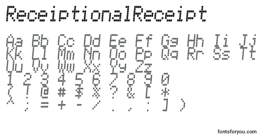 ReceiptionalReceipt Font – alphabet, numbers, special characters