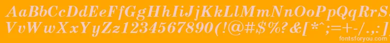 SchoolbookBolditalicCyrillic-Schriftart – Rosa Schriften auf orangefarbenem Hintergrund