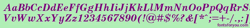 SchoolbookBolditalicCyrillic Font – Purple Fonts on Green Background