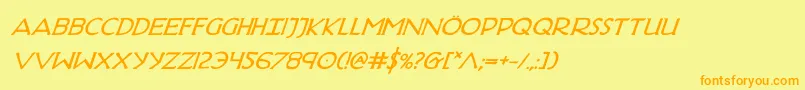 HadriaticBoldItalic-Schriftart – Orangefarbene Schriften auf gelbem Hintergrund