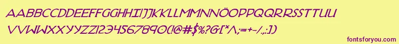 HadriaticBoldItalic Font – Purple Fonts on Yellow Background