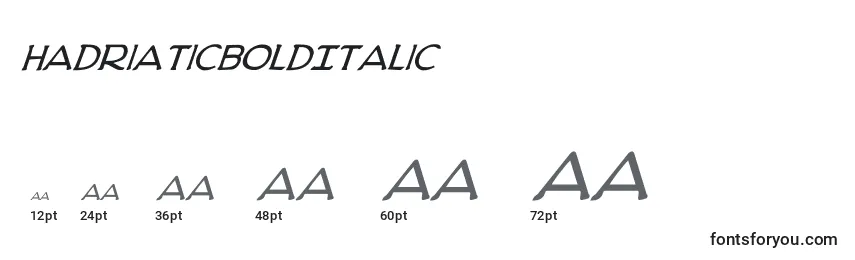 Размеры шрифта HadriaticBoldItalic