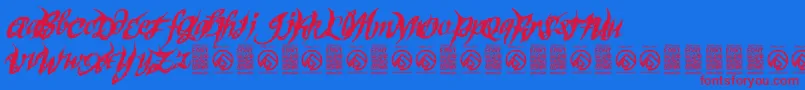SinnerscriptRegular Font – Red Fonts on Blue Background