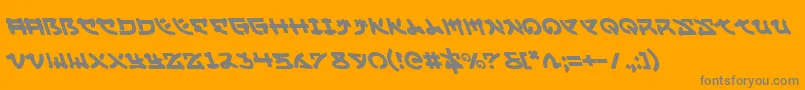 YamaMotoLeftalic-Schriftart – Graue Schriften auf orangefarbenem Hintergrund