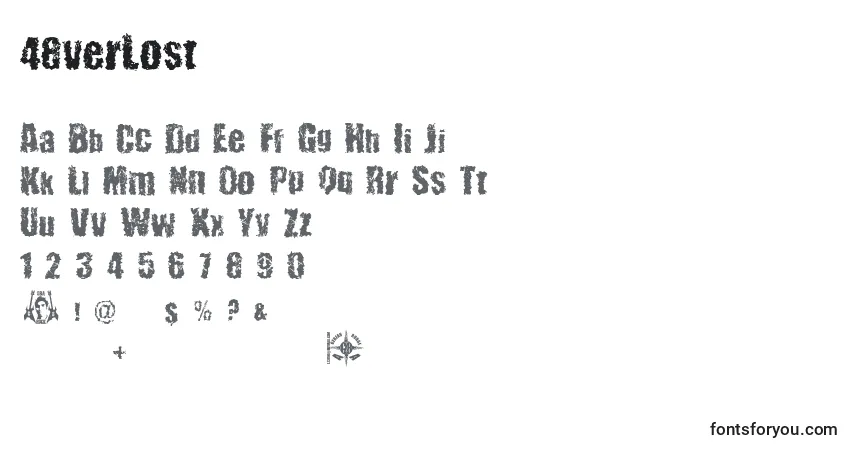 Schriftart 48verLost – Alphabet, Zahlen, spezielle Symbole