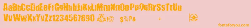 48verLost-Schriftart – Orangefarbene Schriften auf rosa Hintergrund