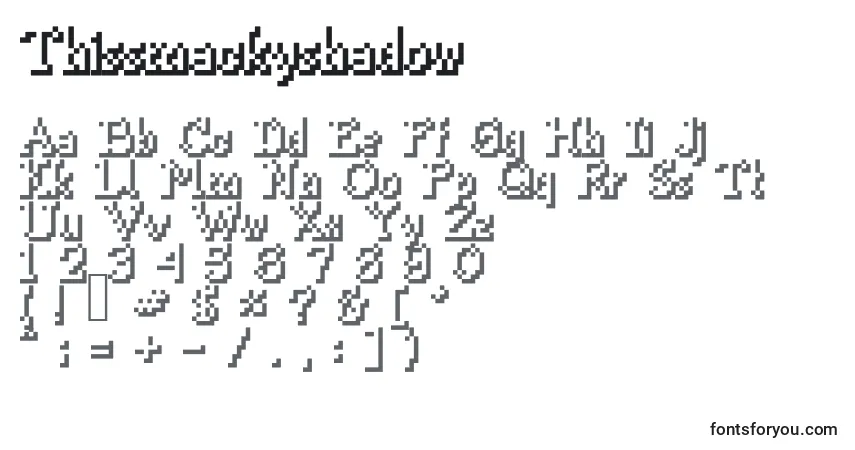 Schriftart Thissmackyshadow – Alphabet, Zahlen, spezielle Symbole