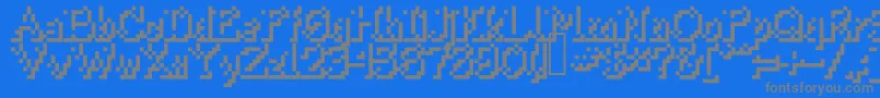 フォントThissmackyshadow – 青い背景に灰色の文字