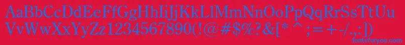 CenturyOldstyleBt-Schriftart – Blaue Schriften auf rotem Hintergrund