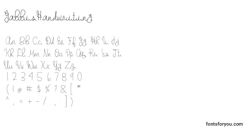 Schriftart GabbisHandwriting – Alphabet, Zahlen, spezielle Symbole